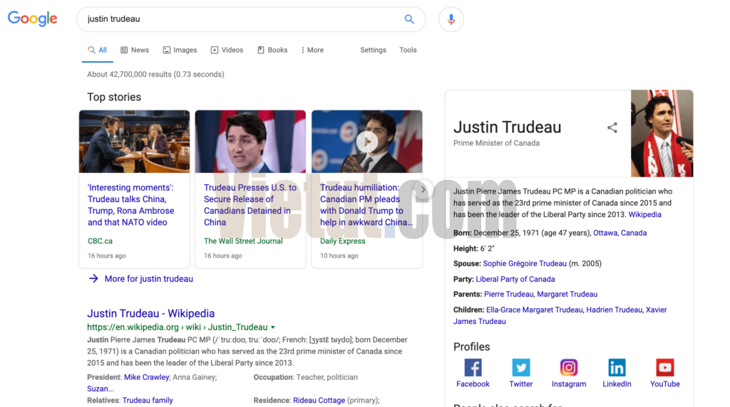 ìm kiếm “Justin Trudeau” - Dịch vụ Seo Entity - Vietut.com