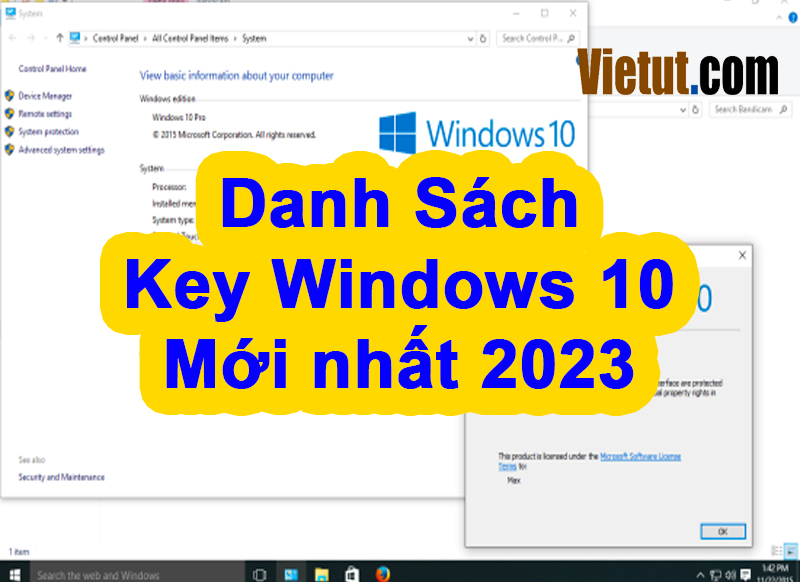 Danh sách Key Windows 10 Full kích hoạt vĩnh viễn mới nhất 2023