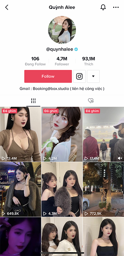 Kênh Tiktok của Quỳnh Alee